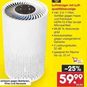 Netto Marken-Discount Star-Q Luftreiniger mit Luftqualitätsanzeige Angebot