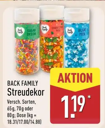 Aldi Nord Back family streudekor sugar decor Angebot