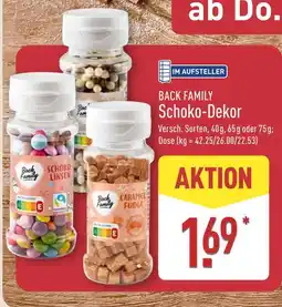 Aldi Nord Back family schoko-dekor schoko-linsen Angebot