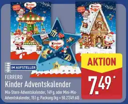 Aldi Nord Ferrero kinder adventskalender mix-stern-adventskalender Angebot