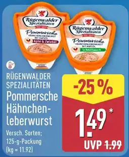 Aldi Nord Rügenwalder spezialitäten pommersche hähnchenleberwurst apfel & zwiebel Angebot