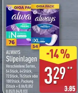 Aldi Nord Always slipeinlagen Angebot