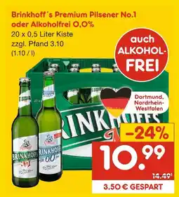 Netto Marken-Discount Brinkhoff's premium pilsener no.1 oder alkoholfrei 0,0% Angebot