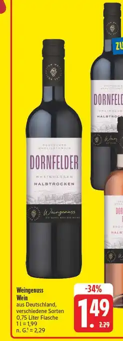 Edeka Weingenuss dornfelder rheinhessen halbtrocken Angebot