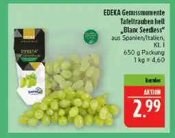 Marktkauf Edeka genussmomente tafeltrauben hell blanc seedless Angebot