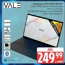 Marktkauf Vale notebook „v15t-n100-8512d“ Angebot