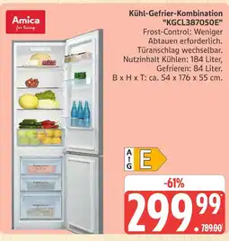 Marktkauf Amica kühl-gefrier-kombination kgcl387050e Angebot