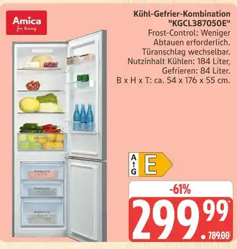 Marktkauf Amica kühl-gefrier-kombination kgcl387050e Angebot