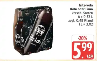 Marktkauf Fritz-kola kola oder limo Angebot