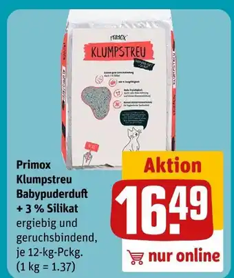 REWE Primox klumptreu babypuderduft + 3 % silikat Angebot