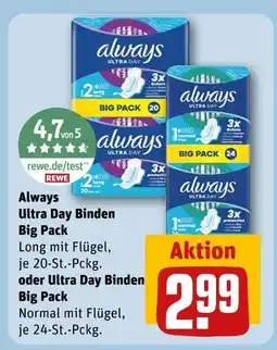 REWE Always ultra day binden big pack long Angebot