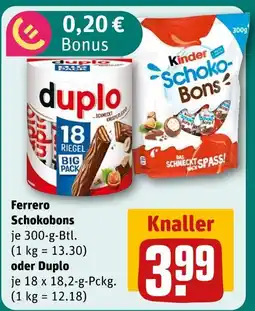REWE Ferrero schokobons oder duplo Angebot