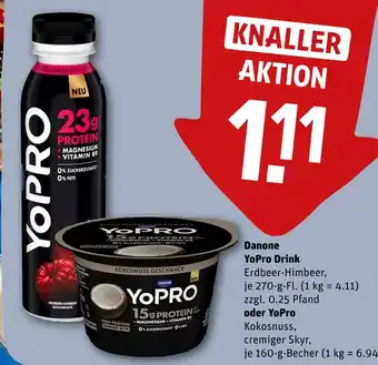 REWE Danone yopro drink erdbeer-himbeer Angebot