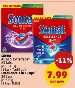 PENNY Somat all in 1 extra tabs oder excellence 3 in 1 caps Angebot