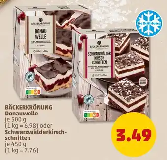 PENNY Bäckerkrönung donauwelle oder schwarzwälderkirschschnitten Angebot