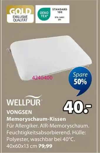Jysk Wellpur vongsen memoryschaum-kissen Angebot