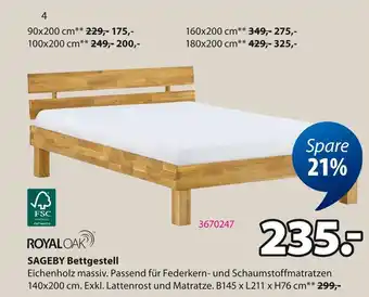 Jysk Royal oak sageby bettgestell Angebot