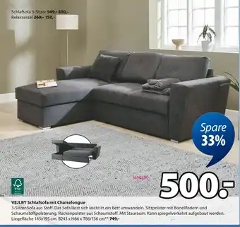 Jysk Vejlby schlafsofa mit chaiselongue Angebot