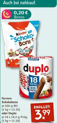 nahkauf Ferrero schokobons oder duplo Angebot
