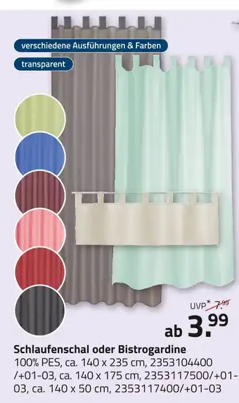 ROLLER Schlaufenschal oder bistrogardine Angebot