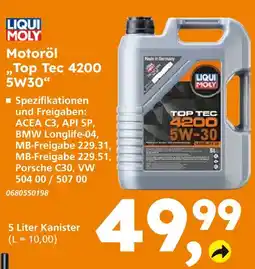 Globus Baumarkt Liqui moly motoröl top tec 4200 5w30 Angebot