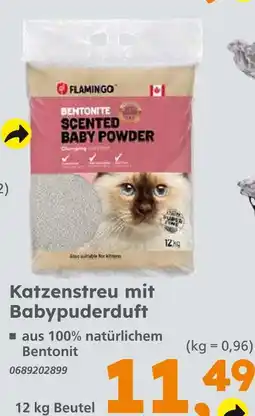 Globus Baumarkt Flamingo katzenstreu mit babypuderduft Angebot