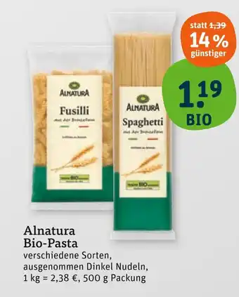 tegut Alnatura fusilli Angebot