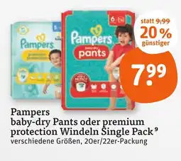 tegut Pampers baby-dry pants oder premium protection windeln single pack Angebot