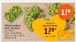 tegut Weintrauben hell, kernlos Angebot