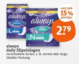 tegut Always daily slipeinlagen normal Angebot
