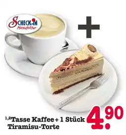E-Center Tasse kaffee + 1 stück tiramisu-torte Angebot