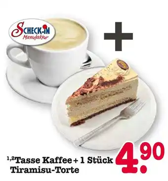 E-Center Tasse kaffee + 1 stück tiramisu-torte Angebot