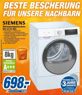 expert Techno Land Siemens Warmepumpentrockner | WQ33G2DEX Angebot