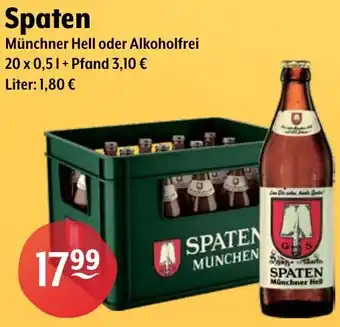 Getränke Hoffmann Spaten Münchner Hell oder Alkoholfrei Angebot