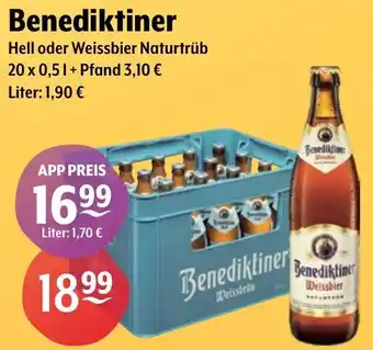 Getränke Hoffmann Benediktiner Hell oder Weissbier Naturtrüb Angebot