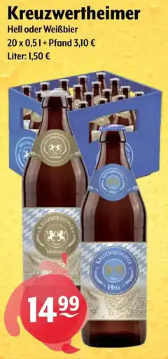 Getränke Hoffmann Kreuzwertheimer Hell oder Weißbier Angebot