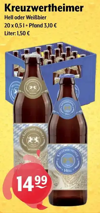 Getränke Hoffmann Kreuzwertheimer Hell oder Weißbier Angebot