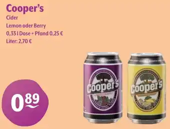 Getränke Hoffmann Cooper's Cider Lemon oder Berry Angebot