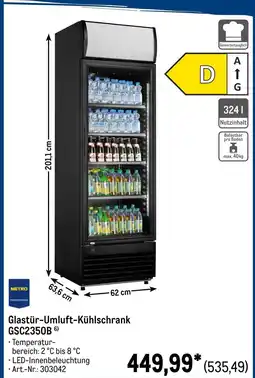 METRO METRO PROFESSIONAL Glastür-Umluft-Kühlschrank GSC2350B Angebot