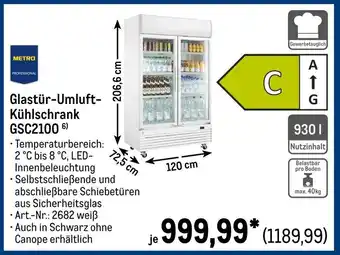 METRO METRO PROFESSIONAL Glastür-Umluft- Kühlschrank GSC2100 Angebot