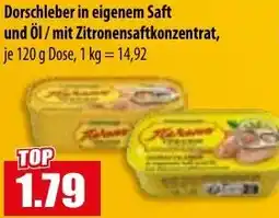 Mix Markt Dorschleber in eigenem Saft und Öl/mit Zitronensaftkonzentrat Angebot
