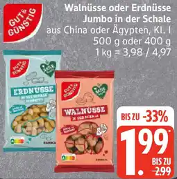 Edeka Gut & Günstig Walnüsse oder Erdnüsse Jumbo in der Schale Angebot