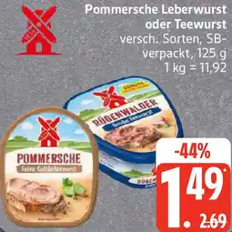 Edeka Pommersche Leberwurst oder Teewurst Angebot