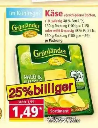 Norma Grünländer Käse 130g Angebot