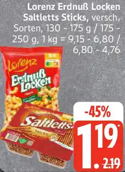 Edeka Lorenz Erdnuẞ Locken Saltletts Sticks Angebot