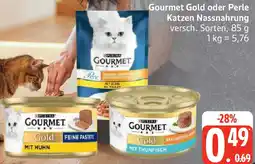 Edeka Gourmet Gold oder Perle Katzen Nassnahrung Angebot