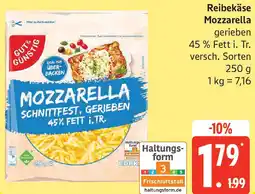 Edeka GUT& GÜNSTIG Reibekäse Mozzarella Angebot