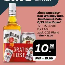 NETTO Jim Beam Bourbon Whiskey inkl. Jim Beam & Cola 0,33 Liter Dose Angebot