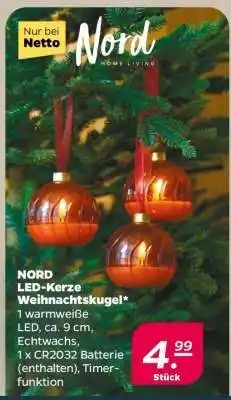 NETTO NORD LED-Kerze Weihnachtskugel Angebot