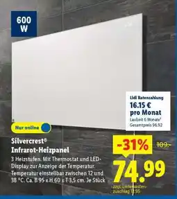 Lidl Silvercrest Infrarot-Heizpanel Angebot